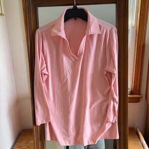Ticticmiss Pink Long Sleeve Polo Shirt Large VG